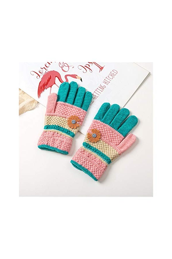 QIAOLI Gants dhiver pour homme et femme de 4 à 10 ans - Gants dhiver tendance pour enfants - Motif floral - Gants chauds en