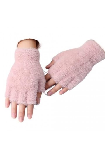 Gants Femme， Gants de vison mignon doux hiver chaud écran tactile gants femmes hommes peluches gants sans doigts en plein air