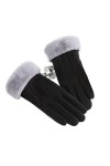 Gants Femme， Hiver femme chaud Sport cyclisme mitaine Plus épais velours en peluche poignet femmes Simple daim cuir écran tac