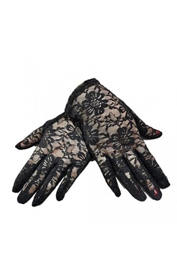 Dndrdhfb Moufles dété courtes en tulle extensible pour femme, Noir-1101, taille unique