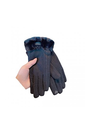 Femme Gants Gants De Mode Gants DExtérieur À Écran Tactile Et Gants Chauds DAutomne Et DHiver En Velours Noir