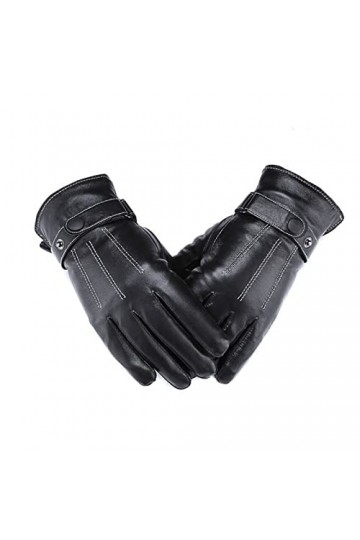 Femme Gants Gants Homme Hiver Outdoor Plus Velours Gants Chauds Cuir Cyclisme Gants Écran Tactile Noir