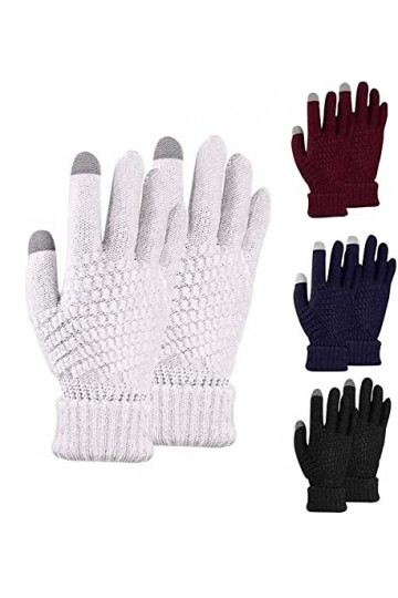 Lot de 4 paires de gants dhiver pour écran tactile pour femme,Chaudes,Doublées en polaire,Poignets élastiques,Pour la course