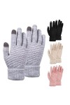 Lot de 4 paires de gants dhiver pour écran tactile pour femme,Chaudes,Doublées en polaire,Poignets élastiques,Pour la course