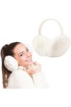 FSMILING Cache-oreilles dhiver en peluche Cache-oreilles dhiver pour femmes filles, Blanc., taille unique