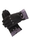 Gants Coupe Vent Gants Chauds en Daim pour Femmes Et Gants Bowknot Brodés en Velours Noir