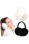 FSMILING Cache-oreilles dhiver en peluche Cache-oreilles dhiver pour femmes filles, Blanc., taille unique