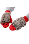Gants Mitaines Tricotés Thermiques dhiver pour Femme Fille, Mignon Moufles de Poignet en Forme de Hérisson avec Doublure Pol