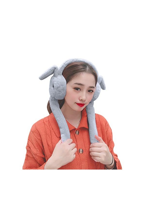 Cache-oreilles en forme de lapin en fausse fourrure douce et moelleuse - Cache-oreilles fantaisie pour lhiver - Chaudes - Am