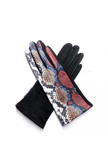 RFEGEF Femme Gants dhiver,Gants À Écran Tactile Motif Serpent Rouge Épaissir Gants DÉquitation Dames Doux Coupe-Vent Élégan