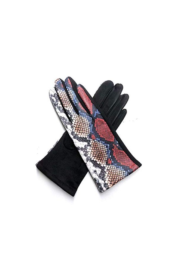 RFEGEF Femme Gants dhiver,Gants À Écran Tactile Motif Serpent Rouge Épaissir Gants DÉquitation Dames Doux Coupe-Vent Élégan