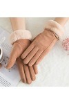 RFEGEF Femme Gants dhiver,Gants À Écran Tactile Marron Faux Suede Plus Gants Épaississants en Velours Dames Doux Coupe-Vent 
