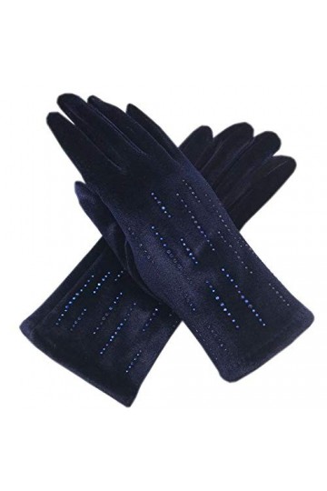 RFEGEF Femme Gants dhiver,Gants À Écran Tactile en Cristal De Velours dor Bleu Marine Gants Épais pour Dames Coupe-Vent Dou