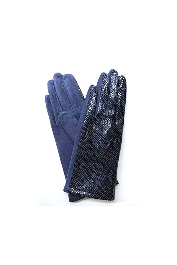 RFEGEF Femme Gants dhiver,Gants À Écran Tactile Bleu Marine Faux Suède Velours Épaissir Motif Serpent Gants Dames Doux Coupe