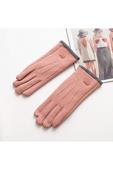 RFEGEF Femme Gants dhiver,Gants À Écran Tactile en Daim Rose Tendre pour Garder Au Chaud Mesdames Doux Coupe-Vent Élégant Mo