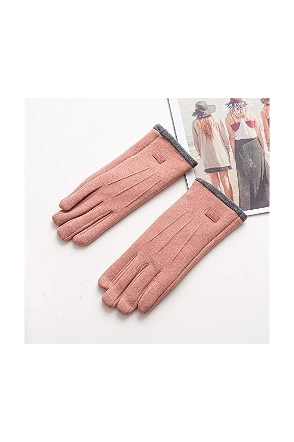 RFEGEF Femme Gants dhiver,Gants À Écran Tactile en Daim Rose Tendre pour Garder Au Chaud Mesdames Doux Coupe-Vent Élégant Mo