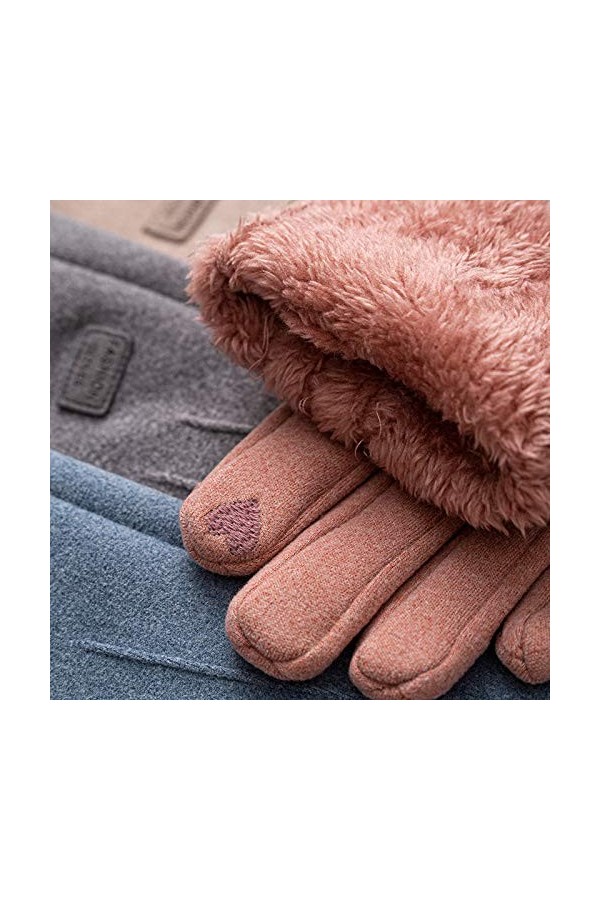 RFEGEF Femme Gants dhiver,Gants À Écran Tactile en Daim Rose Tendre pour Garder Au Chaud Mesdames Doux Coupe-Vent Élégant Mo