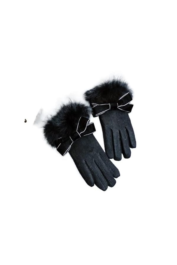 Gants Femme， Mitaines De laine gants noirs femmes Harajuku mode gants écran tactile chauffe-mains cyclisme hiver accessoires 