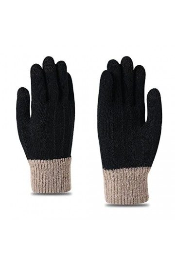 Yannaky Gants dhiver Gants Femmes Hiver Plus Velours Épais Gants Chauds Et Froids Tricotés-A1