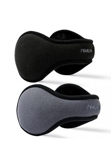 FSMILING 2 Paquets Cache-oreilles pour Hommes et Femmes Unisexe Lhiver Chaud Cache oreilles en Polaire Couvre-Oreilles gris 