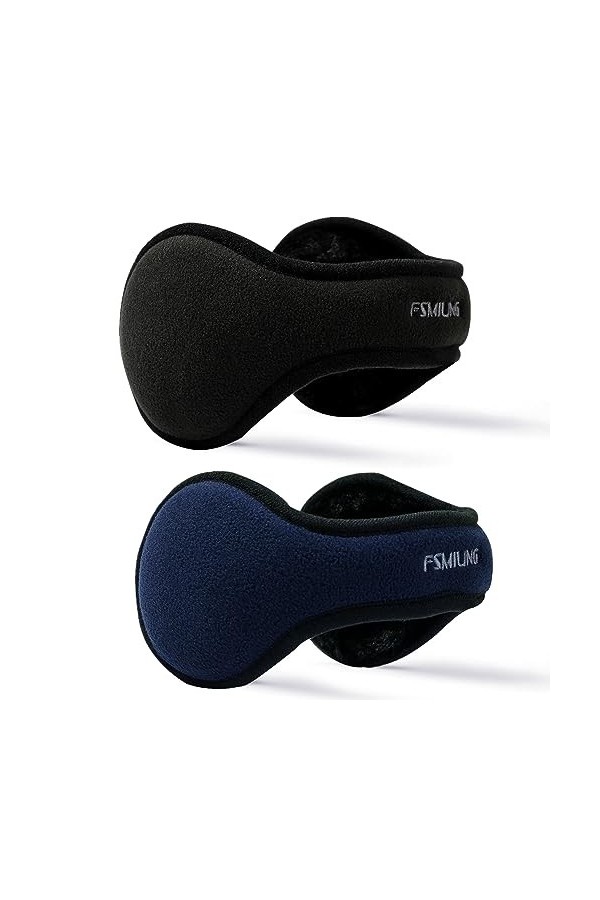 FSMILING 2 Paquets Cache-oreilles pour Hommes et Femmes Unisexe Lhiver Chaud Cache oreilles en Polaire Couvre-Oreilles gris 