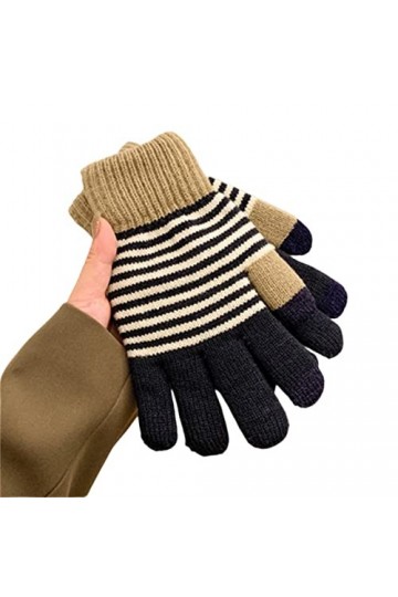 Yannaky Gants dhiver Gants Femelles Couples Chauds dhiver Mignon Écran Tactile À Rayures Froids Protection Extérieure Épais
