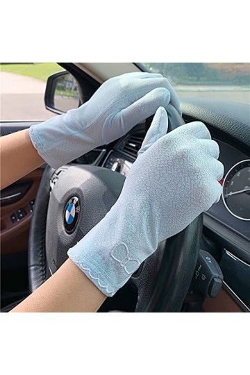 Sananke Printemps et Automne été Anti-Ultraviolet Anti-dérapant écran Tactile Glace Soie Dentelle Conduite Conduite Mince Gan