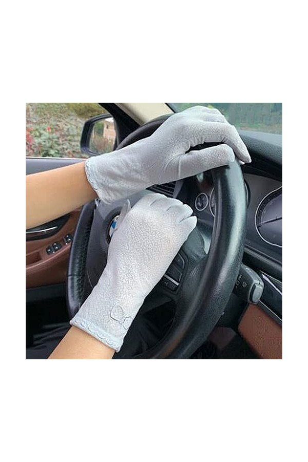 Sananke Printemps et Automne été Anti-Ultraviolet Anti-dérapant écran Tactile Glace Soie Dentelle Conduite Conduite Mince Gan