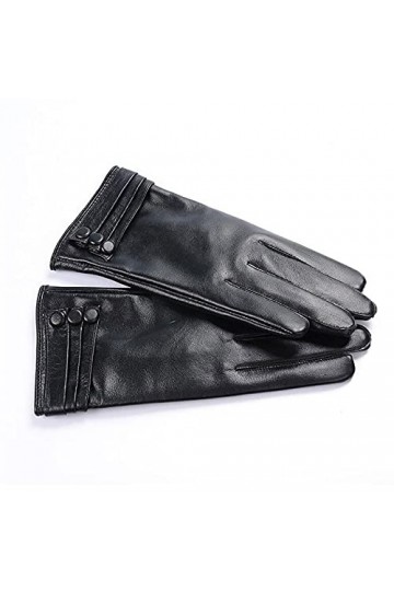 ALYHYB Gants en Cuir pour Femmes en Peau de Mouton, Gant à écran Tactile Coupe-Vent et Chaleur, Plus Mitaines en Velours pour