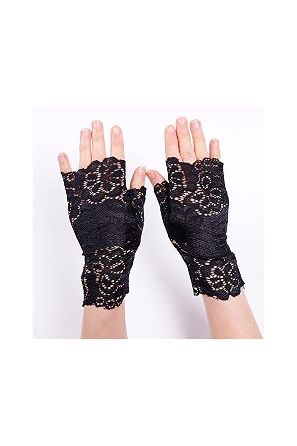 mitaine mariage Femmes Summer Summer Protection solaire Demon-doigt Gants creux Jacquard Floral Dentelle UV Protection de la 