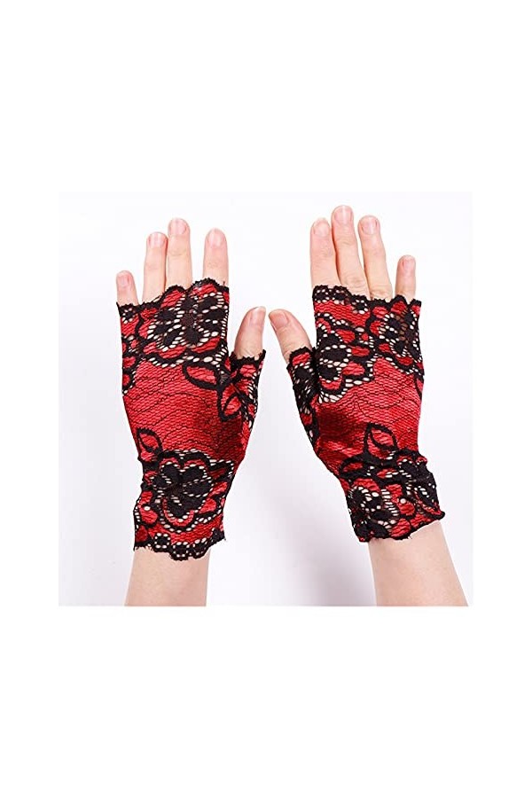 mitaine mariage Femmes Summer Summer Protection solaire Demon-doigt Gants creux Jacquard Floral Dentelle UV Protection de la 