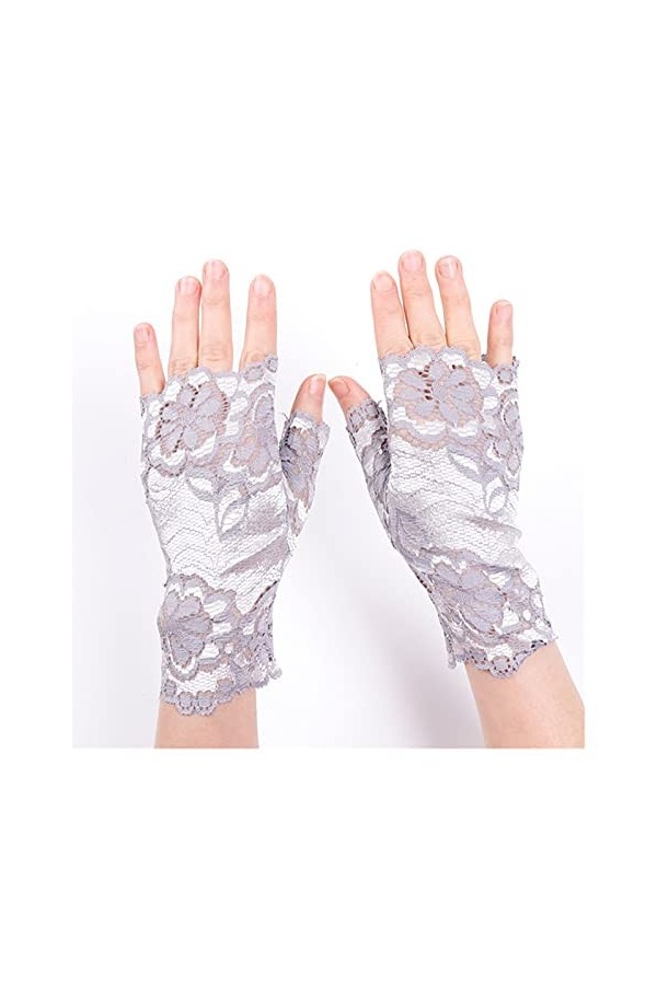 mitaine mariage Femmes Summer Summer Protection solaire Demon-doigt Gants creux Jacquard Floral Dentelle UV Protection de la 