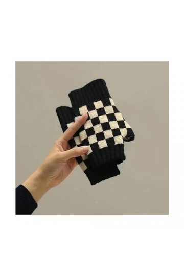 TJOIUY Gants dhiver Gants sans Doigts dhiver Accessoires Damier Gants tricotés étudiants Mode
