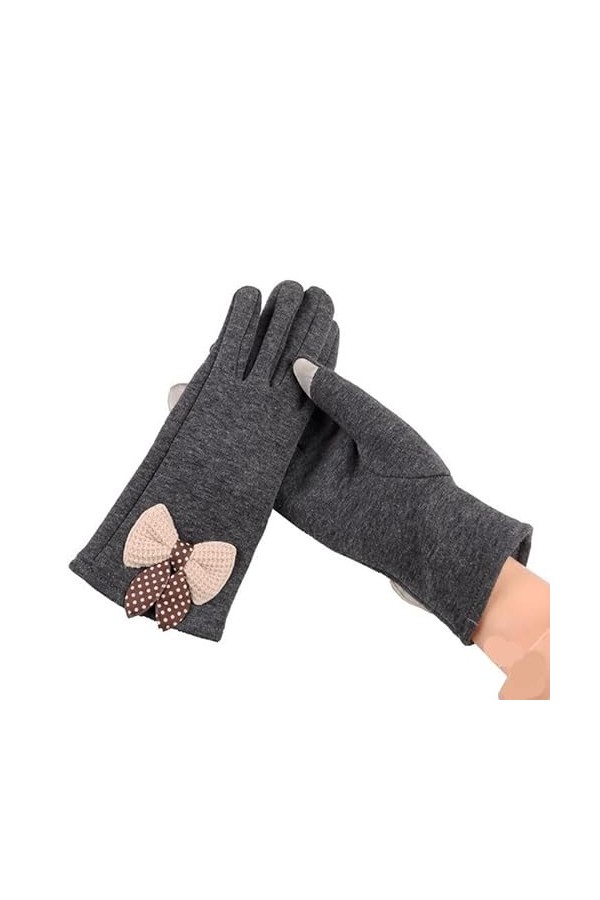 Gants Femme， Mode élégant dames écran tactile chaud dentelle gants femmes hiver cachemire arc plein doigt mitaines femme papi