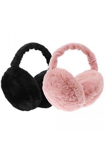 FAVOMOTO Lot de 2 cache-oreilles chauds pour lhiver - Cache-oreilles en peluche pliable - Coupe-vent - Chauffe-oreilles dhi