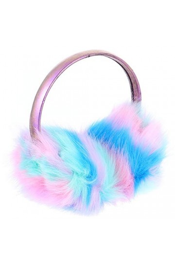 LUOEM Cache-oreilles en peluche hiver cache-oreilles arc-en-ciel vert enfants adultes chaud cache-oreilles casque ski randonn