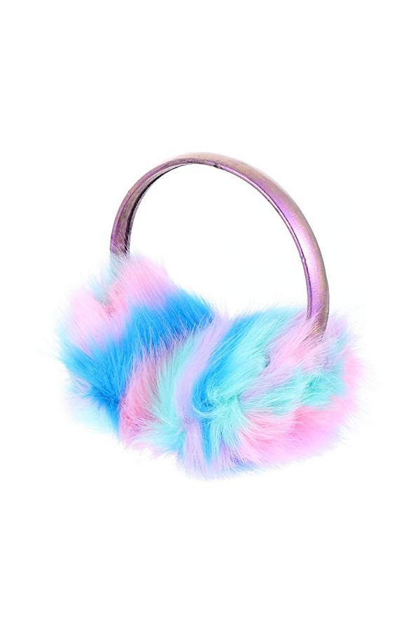 LUOEM Cache-oreilles en peluche hiver cache-oreilles arc-en-ciel vert enfants adultes chaud cache-oreilles casque ski randonn