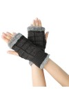 Gants Femme， Polaire épaississant hiver étudiants écrire garder au chaud coréen tricot dame Fingerless Protection main cheveu