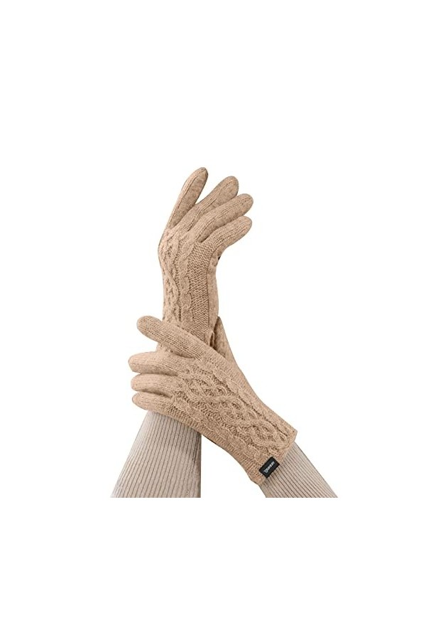 Keepwin Gants stéréoscopiques épais et chauds tricotés pour écran de pâte frite en hiver pour femmes, D, taille unique