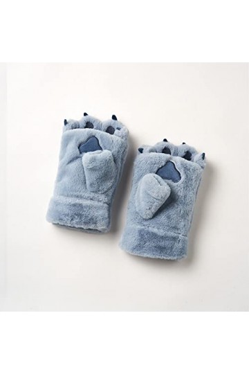 Liyinco Gants en Peluche Demi-Doigt pour Femme, Hiver Mignon Patte dours Plus Gants sans Doigts en Polaire Gants sans Doigts