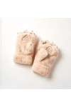 Liyinco Gants en Peluche Demi-Doigt pour Femme, Hiver Mignon Patte dours Plus Gants sans Doigts en Polaire Gants sans Doigts