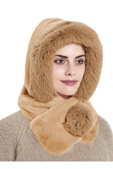 Rayson 2 in 1 Hiver Chaud Tricoté Bonnet et Ensembles de Cache-Cou Cagoule Polaire Hiver Femme Bonnet Tour de Cou Chapeau Ski