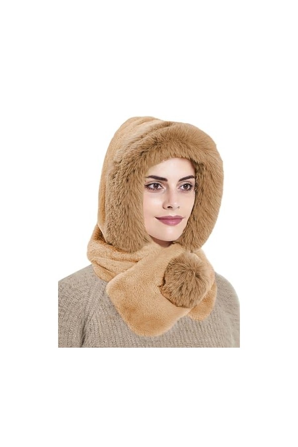 Rayson 2 in 1 Hiver Chaud Tricoté Bonnet et Ensembles de Cache-Cou Cagoule Polaire Hiver Femme Bonnet Tour de Cou Chapeau Ski