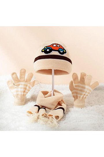 OKwife bébé Chapeau dhiver écharpe Gants Trois pièces Chapeaux écharpe Gants Ensemble Enfants Chapeau Hiver Chaud tricoté Ch