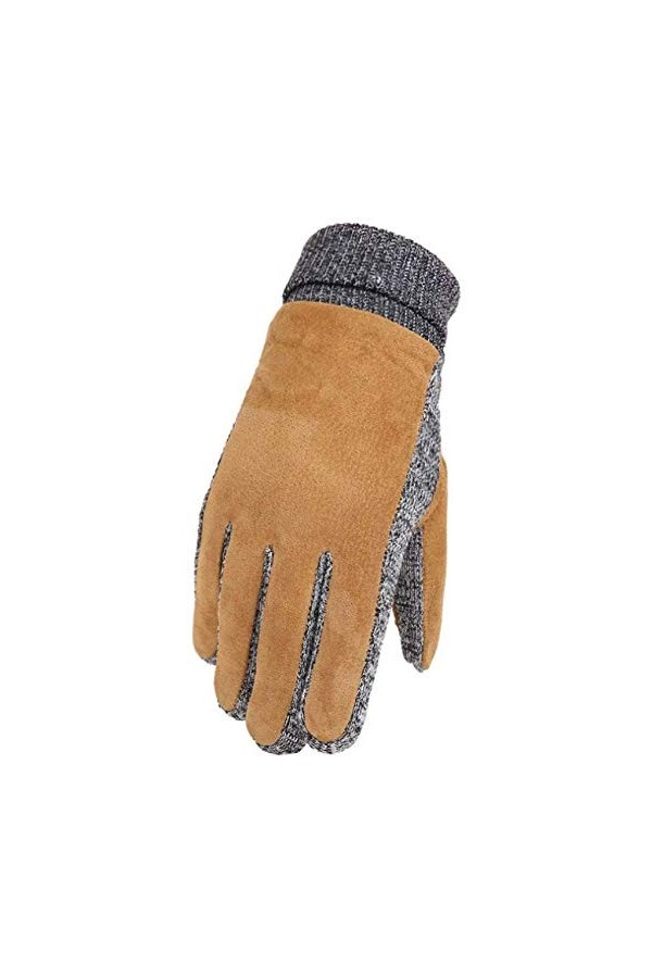 L.HPT Gants Chauds Gants en Peau de Porc Couleur extérieure Chaud Épaississement Plus Couleur: Brun 
