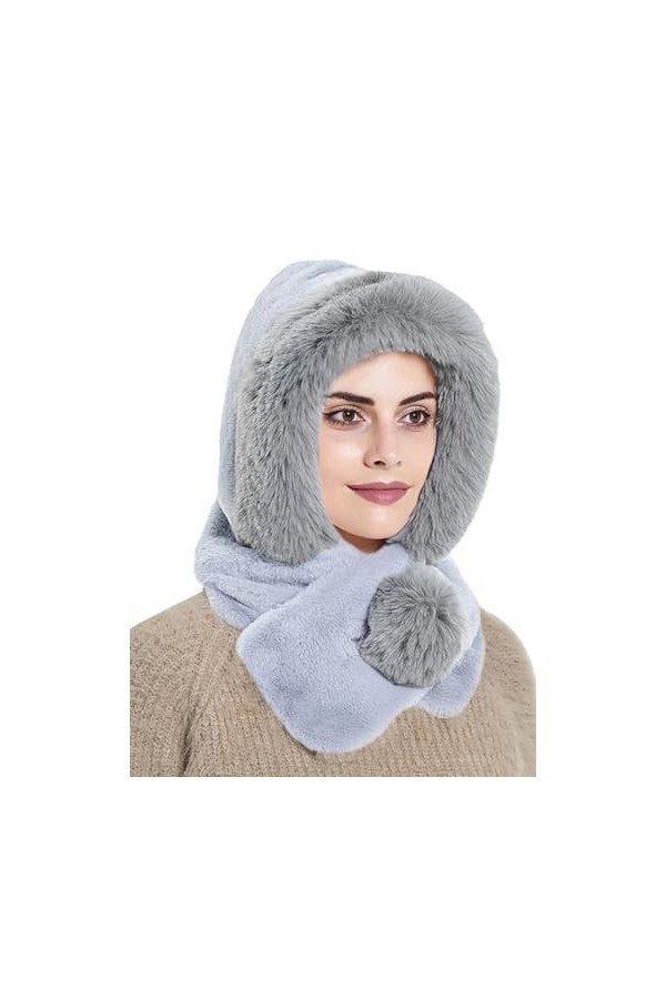 Rayson 2 in 1 Hiver Chaud Tricoté Bonnet et Ensembles de Cache-Cou Cagoule Polaire Hiver Femme Bonnet Tour de Cou Chapeau Ski