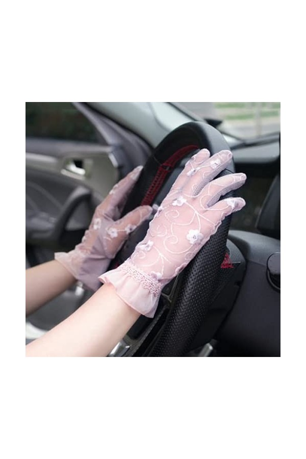 Jjshueryg Mince mi-Longueur extérieure élastique Mode Conduite Gants Respirants Dentelle crème Solaire Gants Femmes été Print