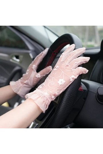 Jjshueryg Mince mi-Longueur extérieure élastique Mode Conduite Gants Respirants Dentelle crème Solaire Gants Femmes été Print