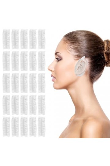 Bremorou Lot de 100 cache-oreilles transparents pour protéger les oreilles de leau, Transparent, 5.1 × 0.78 inches