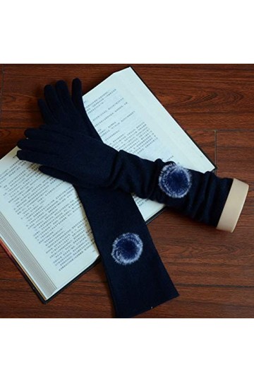 LUOXUEFEI Gants Femme Tricot Broderie Écran Tactile Gants Hiver Femmes Chaud Longs Gants De Doigt Complets